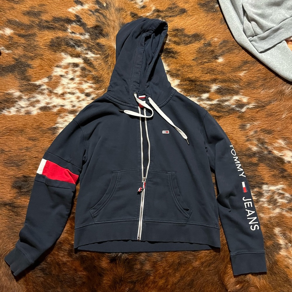 Tommy Hilfiger Navy Hoodie with Red and White Details